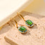 1 Pair Vintage Malachite Oval Inlay 304 Stainless Steel Gold Plated Drop Earrings