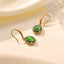 1 Pair Vintage Malachite Oval Inlay 304 Stainless Steel Gold Plated Drop Earrings