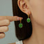 1 Pair Vintage Malachite Oval Inlay 304 Stainless Steel Gold Plated Drop Earrings