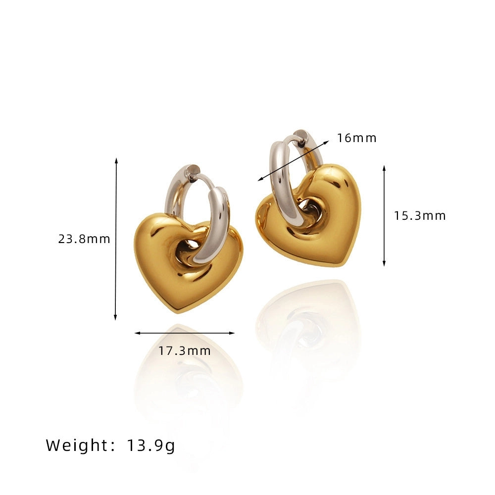 1 Pair Casual Elegant Heart Shape 201 Stainless Steel 304 Stainless Steel Titanium Steel 18K Gold Plated Gold Plated Drop Earrings