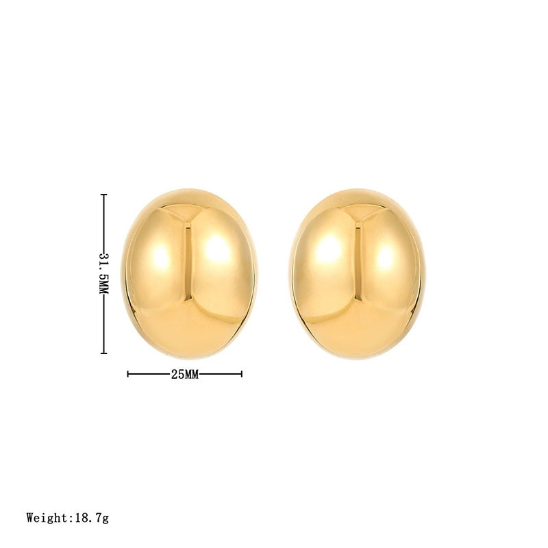 Elegant Geometric Oval Metal Stud Earrings - Retro Trend, European and American Design 2023