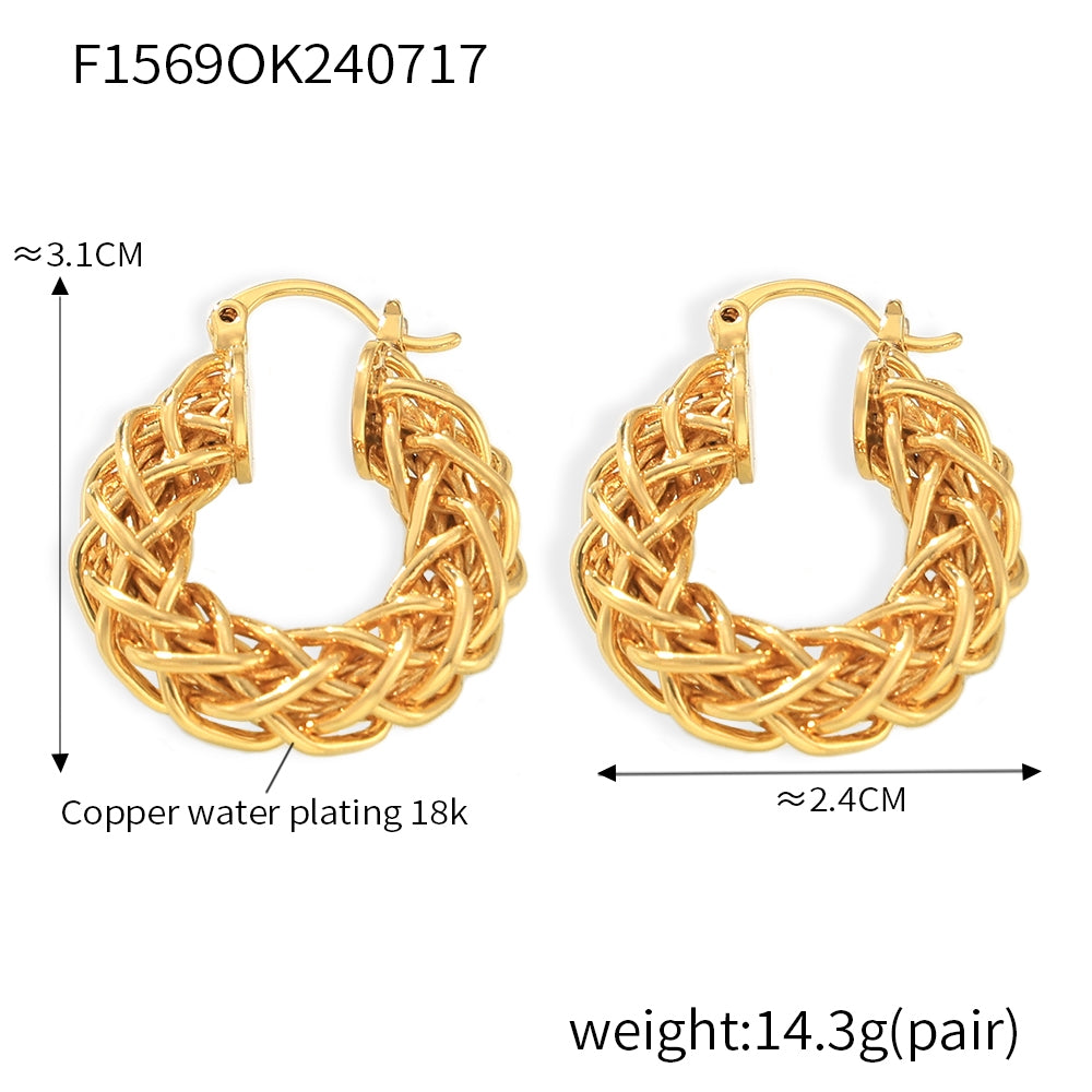 1 Pair Modern Geometric Twist 18K Gold Plated Copper Earrings