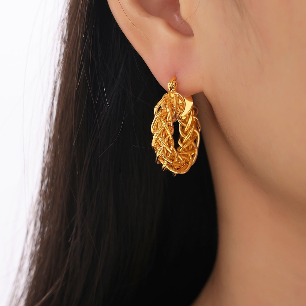 1 Pair Modern Geometric Twist 18K Gold Plated Copper Earrings