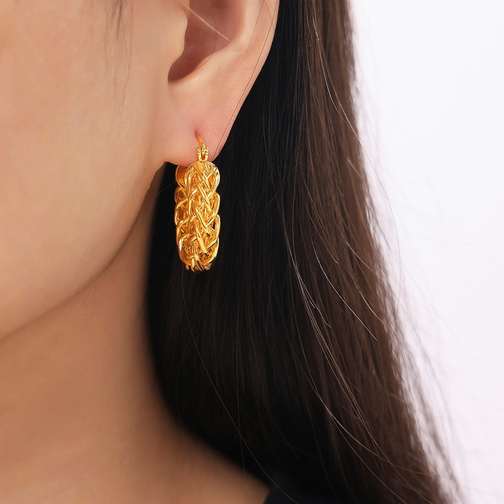 1 Pair Modern Geometric Twist 18K Gold Plated Copper Earrings