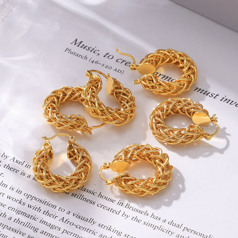 1 Pair Modern Geometric Twist 18K Gold Plated Copper Earrings