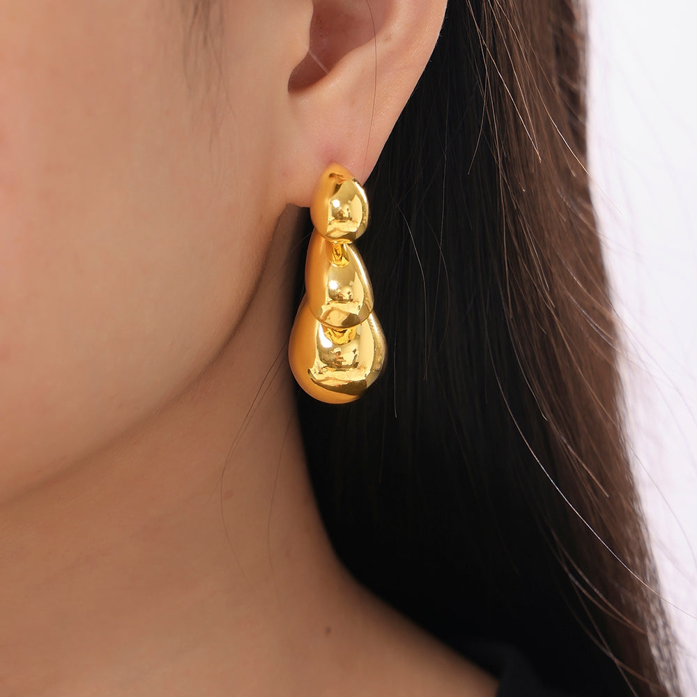 1 Pair Bohemian Water Droplet 18K Gold Plated Copper Earrings