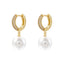 1 Pair Elegant Round Inlay Copper Pearl Zircon 18K Gold Plated Drop Earrings