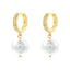 1 Pair Elegant Round Inlay Copper Pearl Zircon 18K Gold Plated Drop Earrings