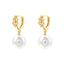 1 Pair Elegant Round Inlay Copper Pearl Zircon 18K Gold Plated Drop Earrings