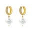 1 Pair Elegant Round Inlay Copper Pearl Zircon 18K Gold Plated Drop Earrings