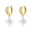 1 Pair Elegant Round Inlay Copper Pearl Zircon 18K Gold Plated Drop Earrings