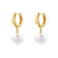 1 Pair Elegant Round Inlay Copper Pearl Zircon 18K Gold Plated Drop Earrings