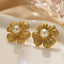 1 Pair Casual Glam Heart Flower Inlay Titanium Steel Pearl Earrings