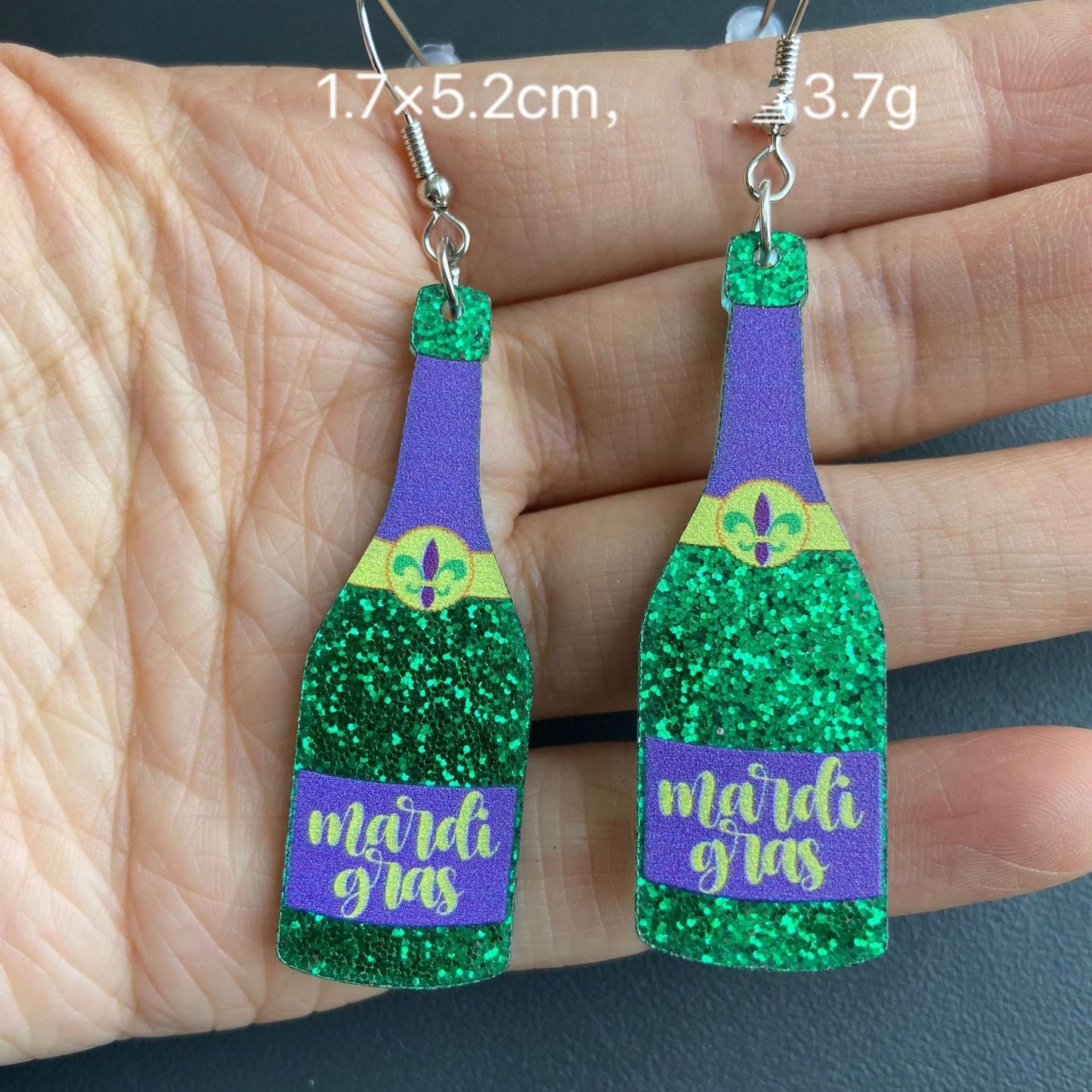 1 Pair Casual IG Style Animal Tree Wine Glass Acrylic Drop Earrings, Mardi Gras Carnival Tricolor Alpaca Champagne Bottle Ice Cream Tree Stud Earrings