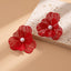 Retro Flower Alloy Copper Stud Earrings with Imitation Pearl - European Pastoral Style