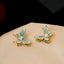 1 Pair Retro Butterfly Enamel Zircon 18K Gold Plated Earrings with 925 Silver Post