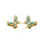 1 Pair Retro Butterfly Enamel Zircon 18K Gold Plated Earrings with 925 Silver Post