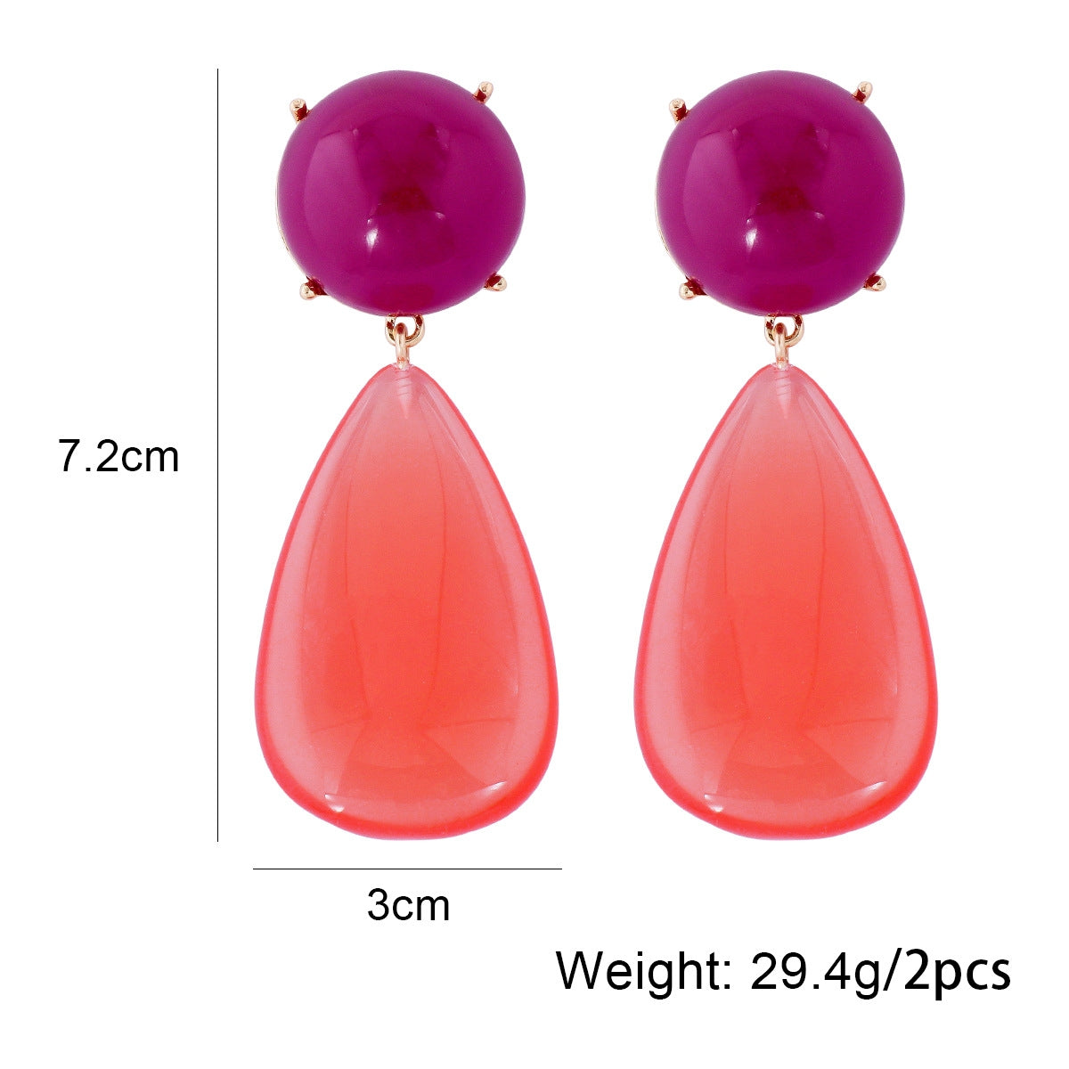 1 Pair Vintage Geometric Water Droplet Resin Enamel Drop Earrings