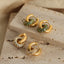 18K Gold Plated Titanium Steel Hoop Earrings with Detachable Full Diamond Inlay