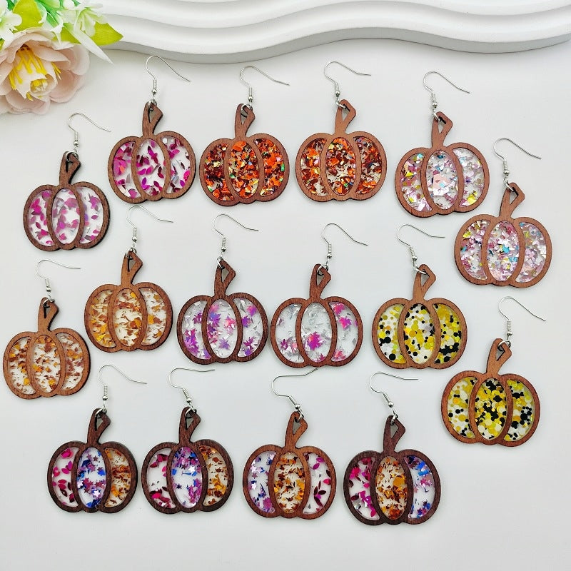 1 Pair Halloween Pumpkin Acrylic Geometric Drop Earrings for Women