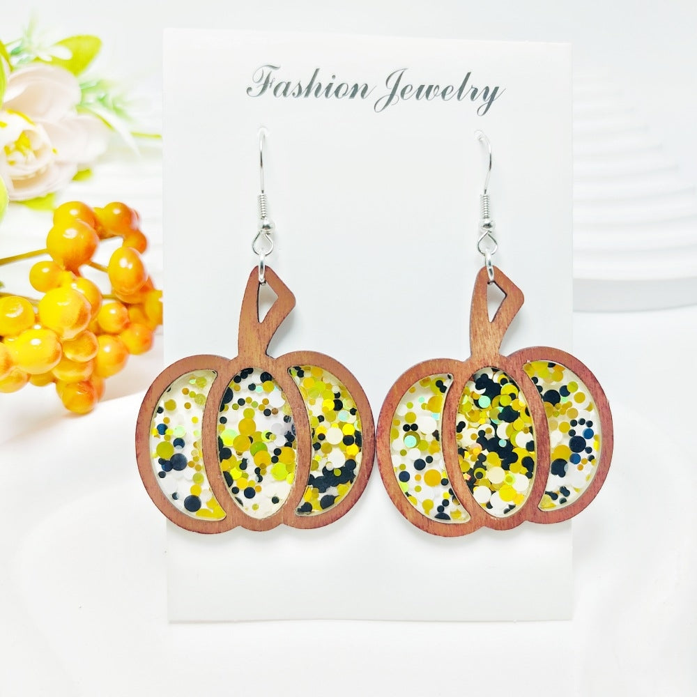 1 Pair Halloween Pumpkin Acrylic Geometric Drop Earrings for Women