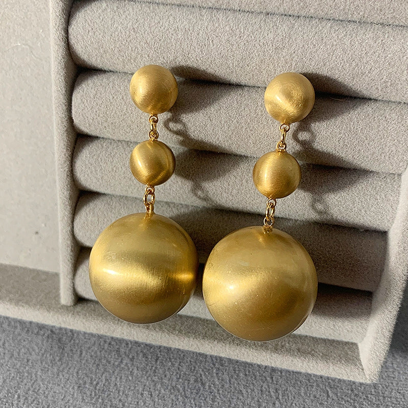 1 Pair Minimalist Geometric Copper Ball Drop Earrings