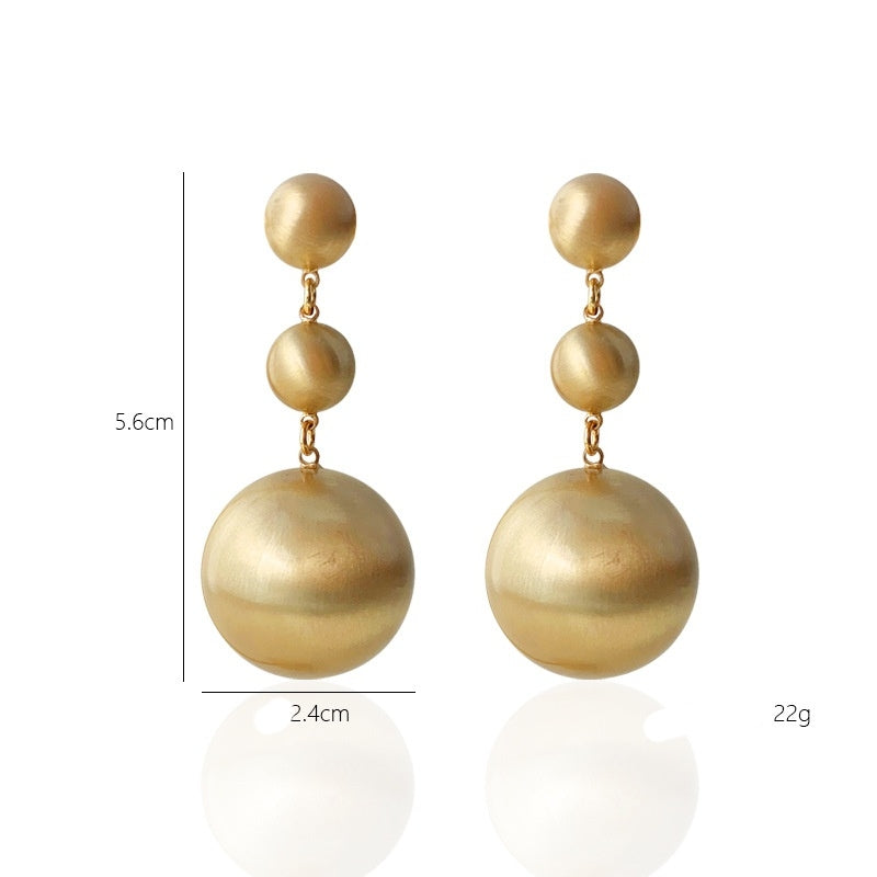 1 Pair Minimalist Geometric Copper Ball Drop Earrings