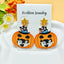 1 Pair Halloween Geometric Pumpkin Acrylic Drop Earrings