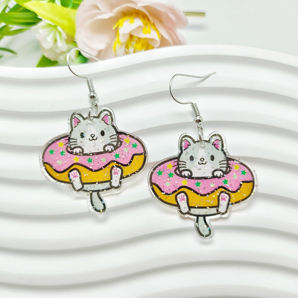 1 Pair Casual Simple Style Acrylic Cat and Animal Drop Earrings