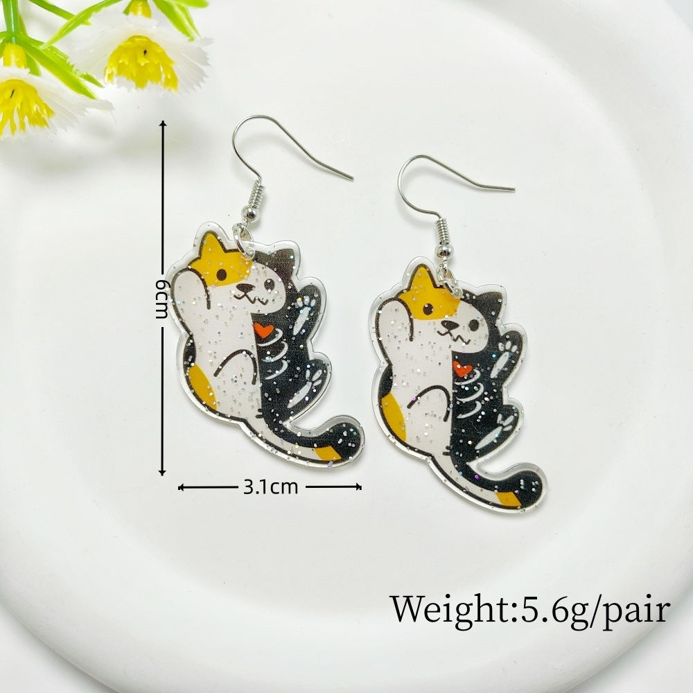 1 Pair Casual Simple Style Letter Cat Arylic Drop Earrings