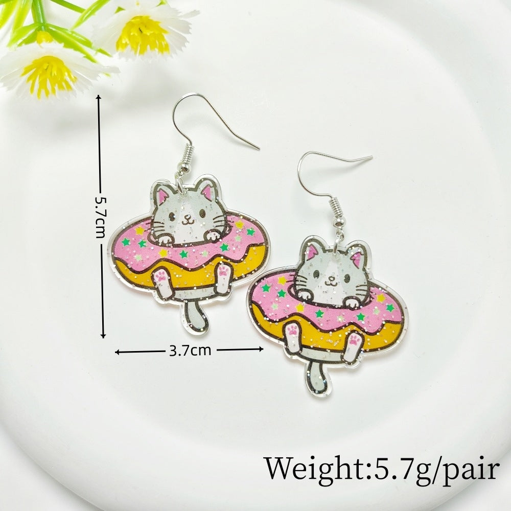 1 Pair Casual Simple Style Acrylic Cat and Animal Drop Earrings