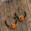 1 Pair Halloween Pumpkin Spider Web Wood Drop Earrings