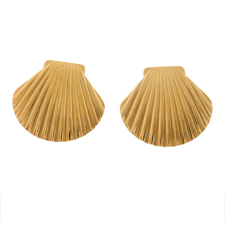 1 Pair Geometric Wing Shell Titanium Steel 18K Gold Plated Ear Studs