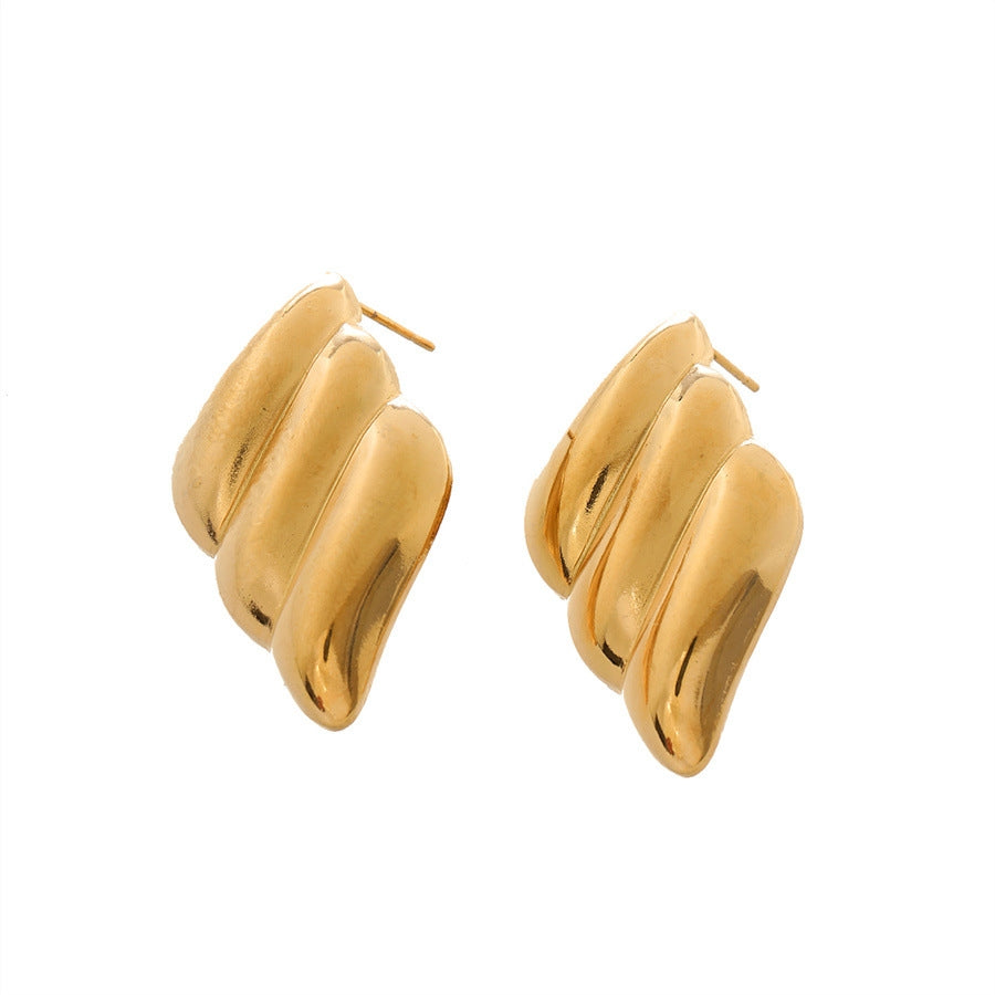 1 Pair Geometric Wing Shell Titanium Steel 18K Gold Plated Ear Studs