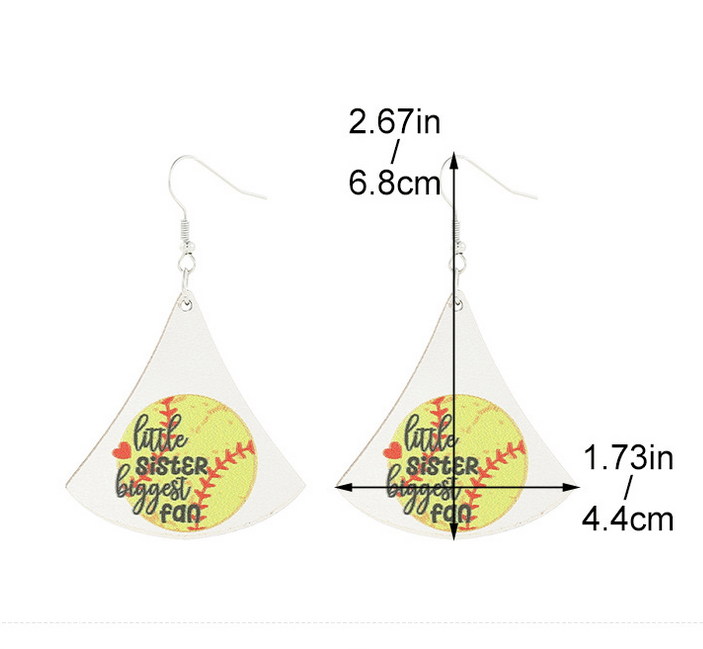 Pair of Casual Sports Letter Print Wood Drop Earrings - Basketball & Football Design