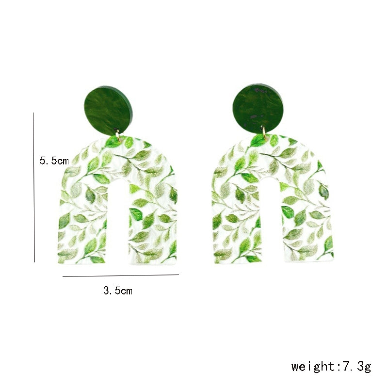 1 Pair Casual Vacation Bohemian U Shape Ditsy Floral Flower Printing Arylic Drop Earrings