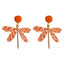 Dragonfly Raffia Gold Plated Drop Earrings - Bohemian Vacation Style