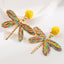 Dragonfly Raffia Gold Plated Drop Earrings - Bohemian Vacation Style