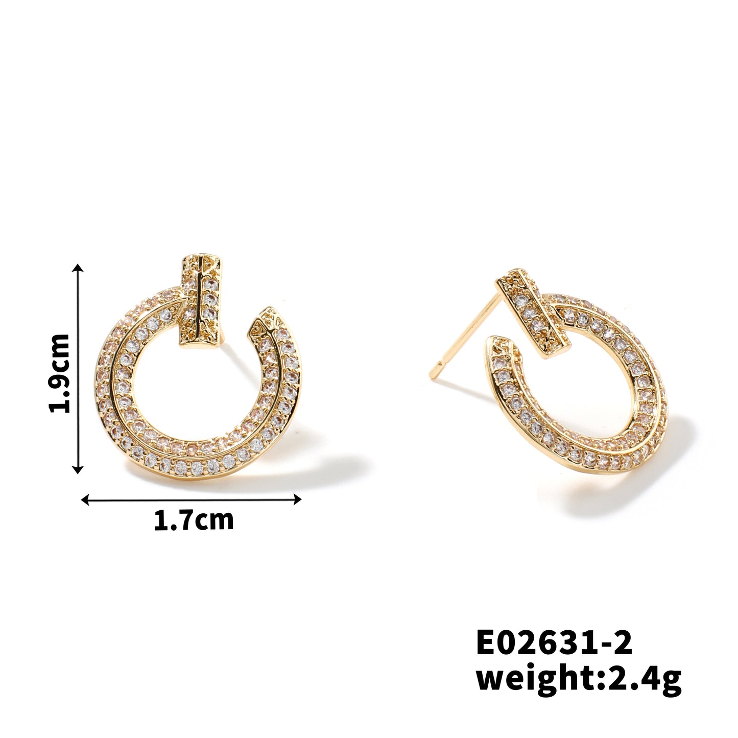 1 Pair Geometric Inlay Zircon K Gold Plated Rhodium Plated Ear Studs - Elegant Minimalist Design