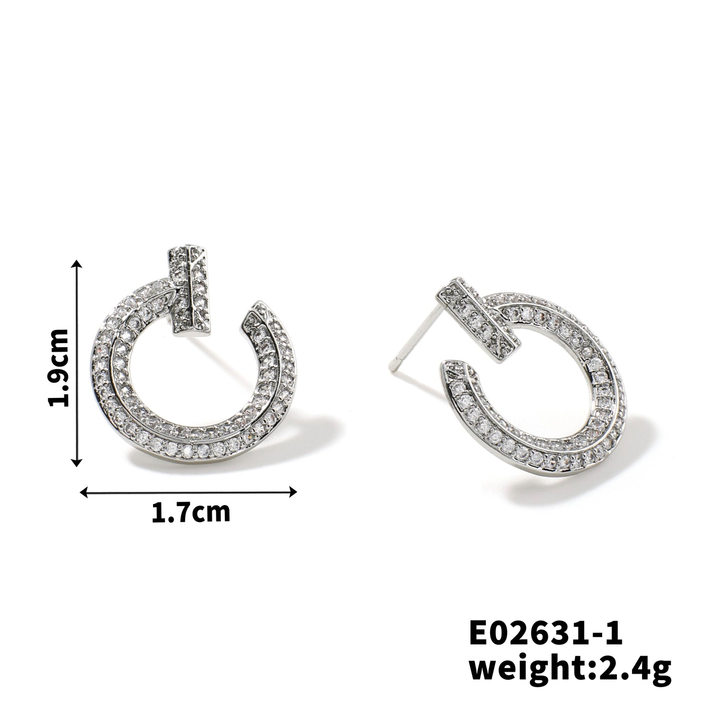 1 Pair Geometric Inlay Zircon K Gold Plated Rhodium Plated Ear Studs - Elegant Minimalist Design