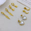 1 Pair Vintage Moon Heart Shape & Butterfly Leaf Tassel Stainless Steel Pearl Zircon Drop Earrings Set