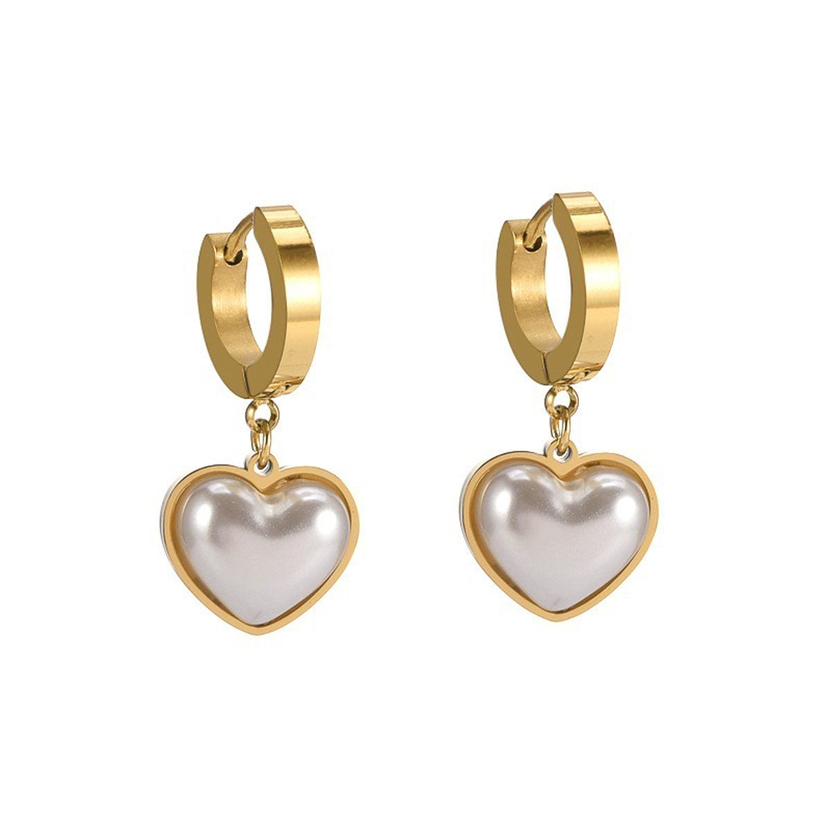 1 Pair Vintage Moon Heart Shape & Butterfly Leaf Tassel Stainless Steel Pearl Zircon Drop Earrings Set