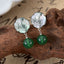 Chinoiserie Green Imitation Agate Bead Bamboo Drop Earrings