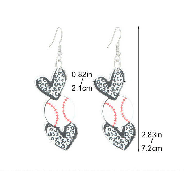 1 Pair Classic Sports Series Heart Shape Acrylic Drop Earrings