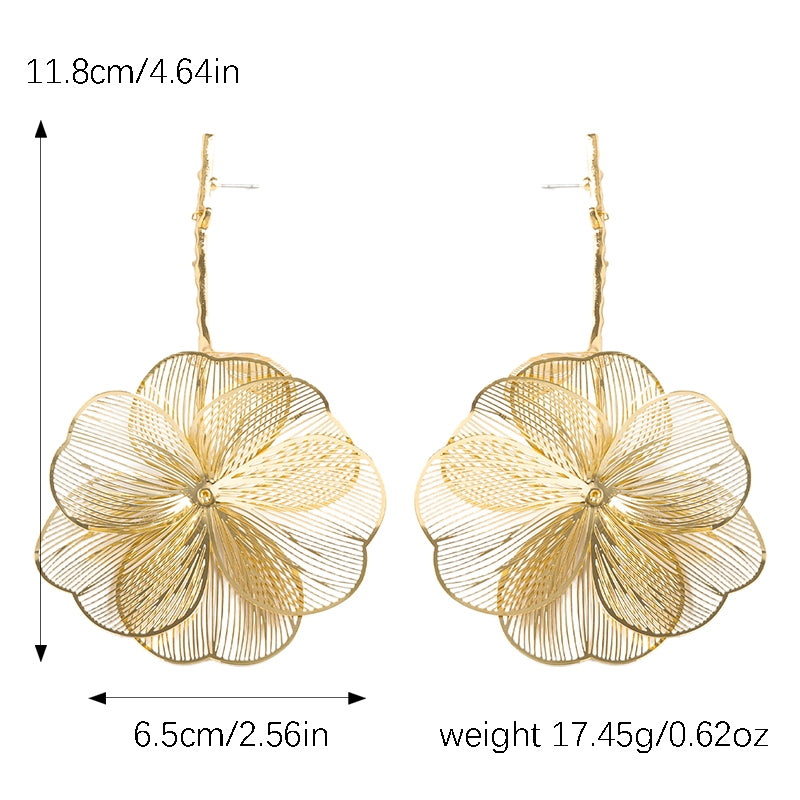 Classic Floral Iron Drop Earrings - Fashion Statement Jewelry for Women