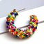 1 Pair Color Block Seed Bead Oval Hoop Earrings