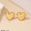 Gold Plated Heart Shape Stud Earrings - Women's Korean Fashion Retro Design