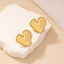 Gold Plated Heart Shape Stud Earrings - Women's Korean Fashion Retro Design