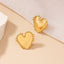 Gold Plated Heart Shape Stud Earrings - Women's Korean Fashion Retro Design