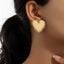 Gold Plated Heart Shape Stud Earrings - Women's Korean Fashion Retro Design